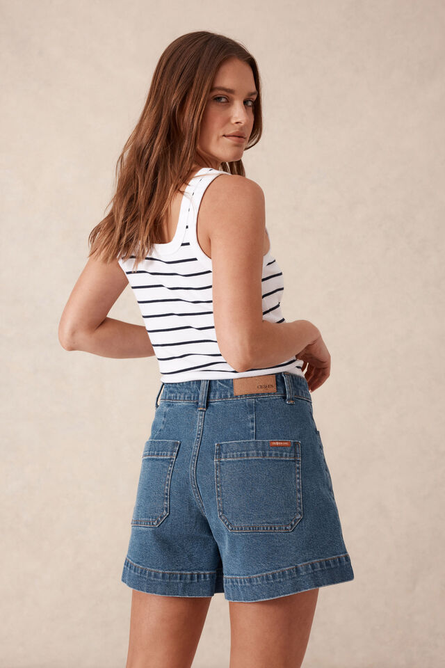 Esther Denim Patch Pocket Short | Fresh Indigo