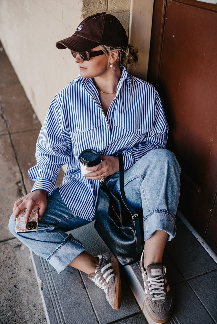 Riley Shirt | Navy & White Stripe