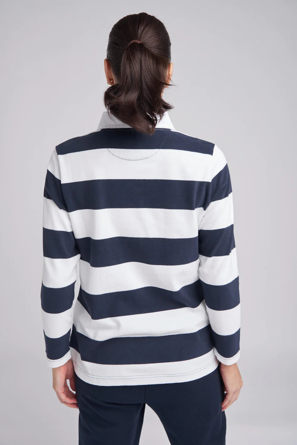 Stripe Collared Rugby | Navy / White