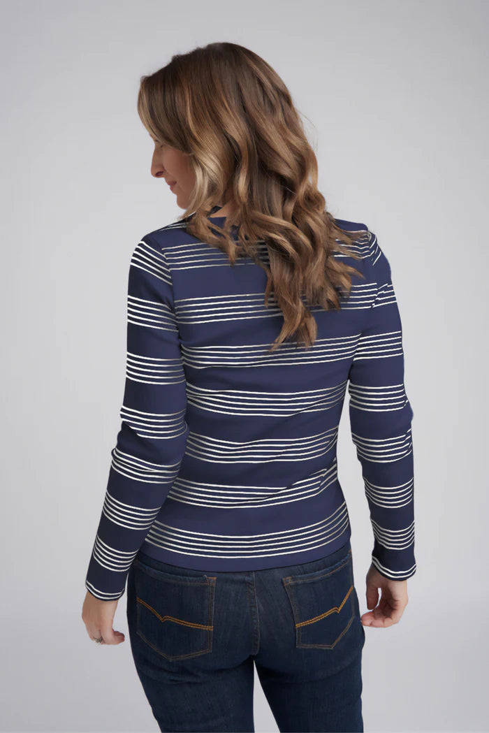 Stripe Rib Tee | Navy / White