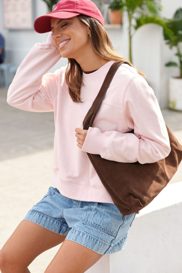 Seamed Fleece Top | Shell Pink