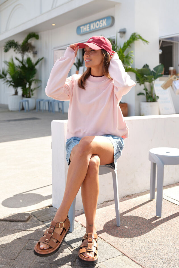 Seamed Fleece Top | Shell Pink
