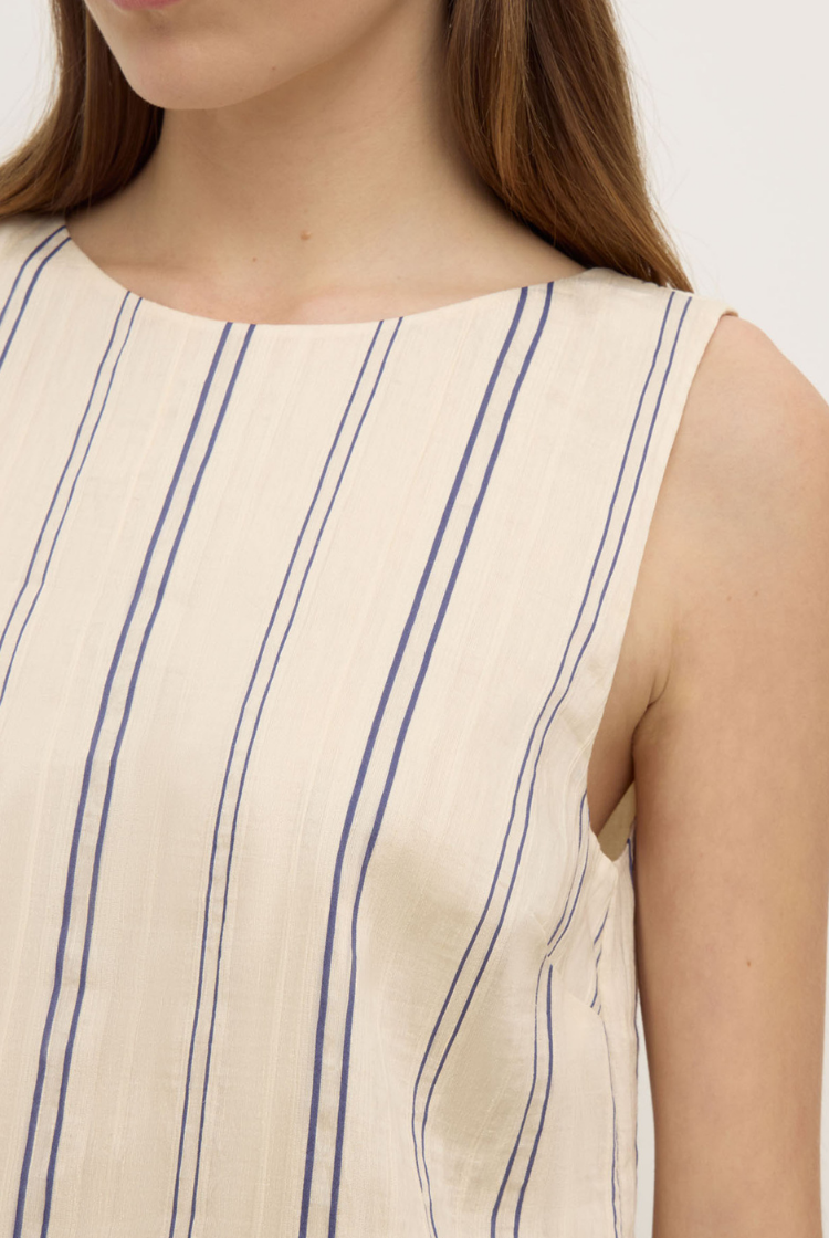 Ulani Stripe Mini Dress | Cream/ Blue