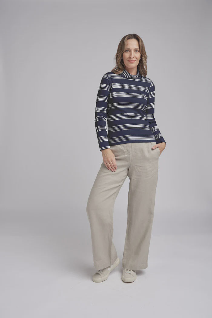 Stripe Rib Skivvy | Navy / White