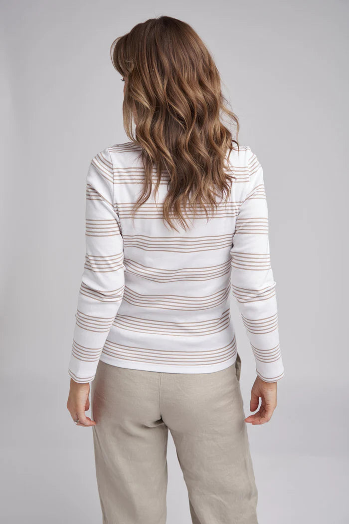 Stripe Rib Skivvy | Hummus / White