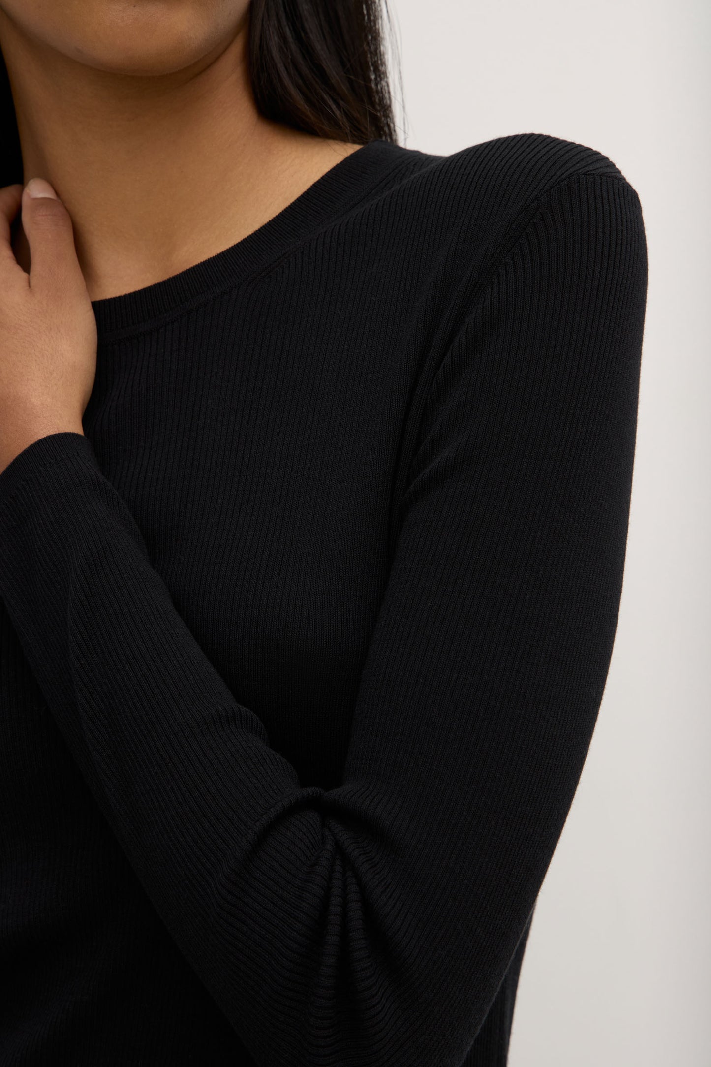Amira Knit Long Sleeve Tee | Black