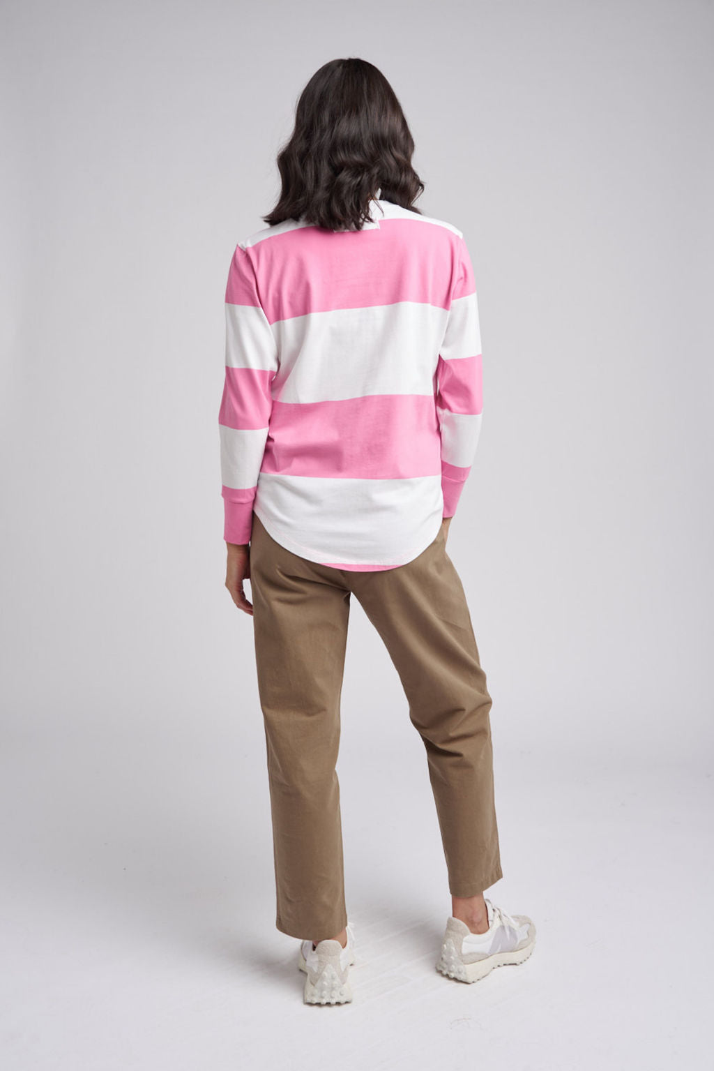 Stripe Crew Neck Tee | Pink / White