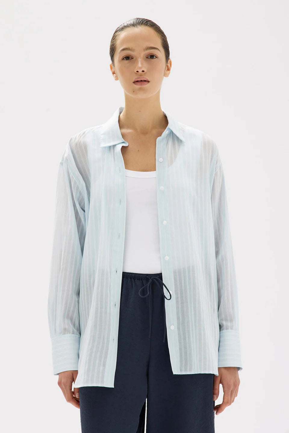Cammy Stripe Shirt | Blue Haze / White