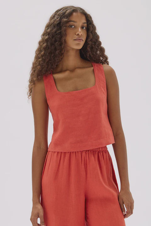 Georgina Linen Top | Papaya