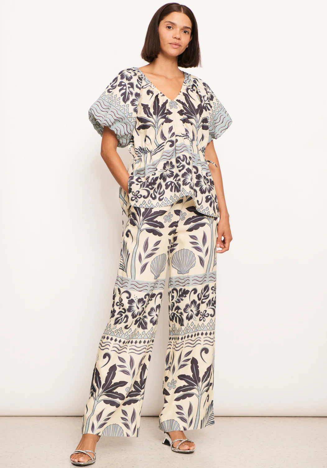 Paradise Linen Pant | Palm Print