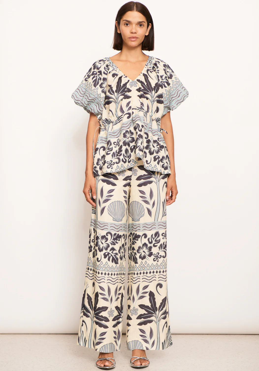 Paradise Linen Pant | Palm Print