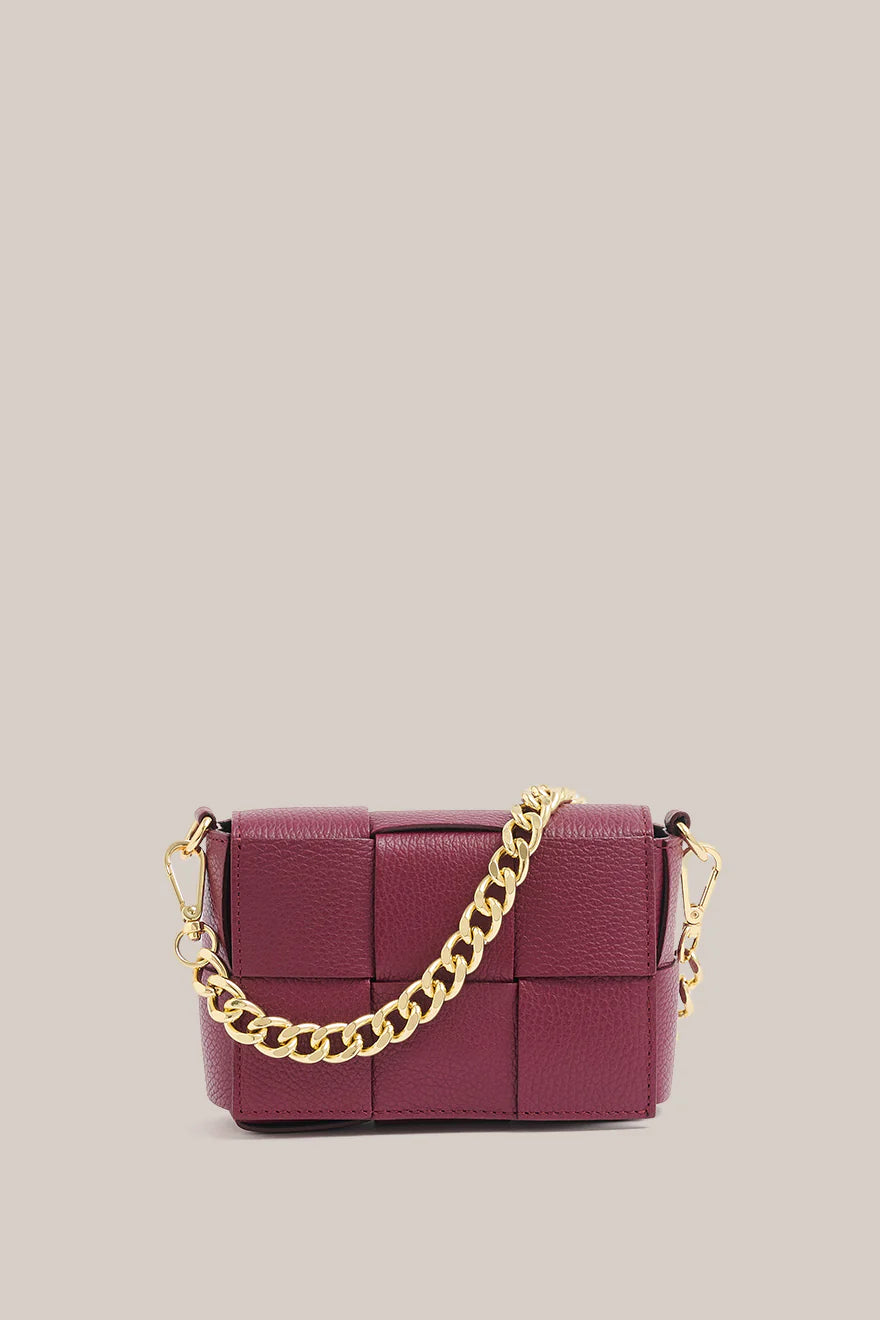 Margot Mini Leather Woven Bag | Bordeaux