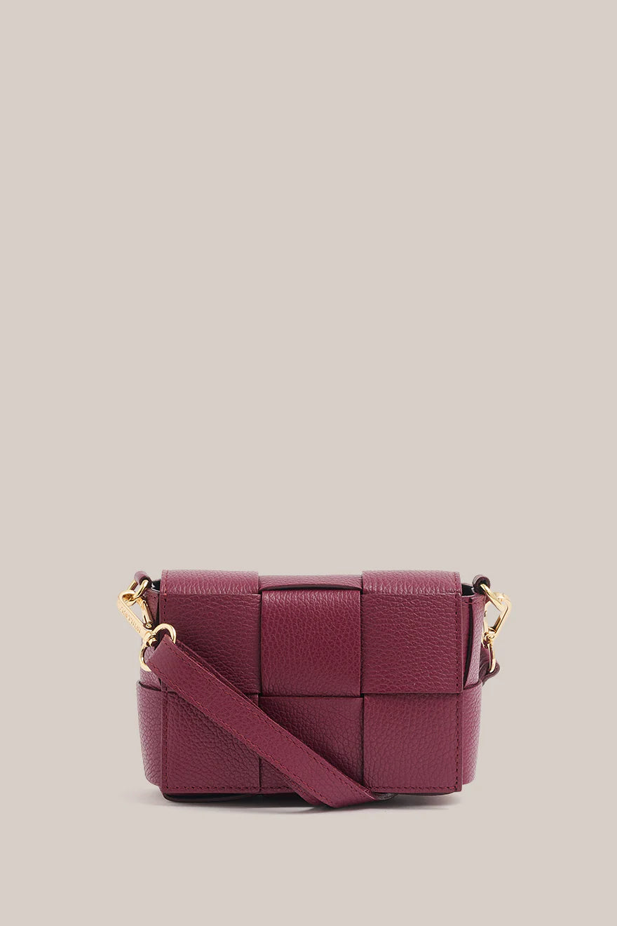 Margot Mini Leather Woven Bag | Bordeaux