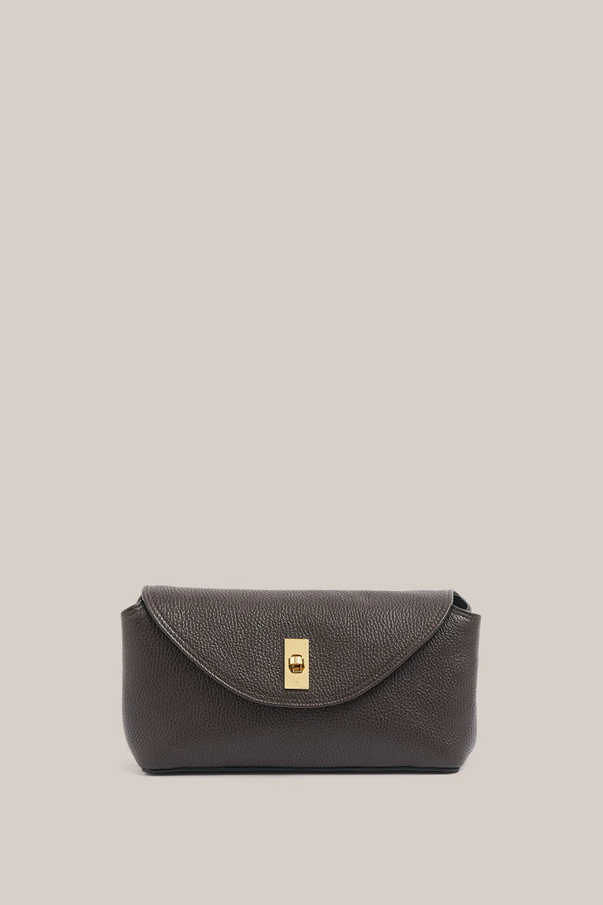 Sloane  Leather Convertible Clutch | Dark Chocolate