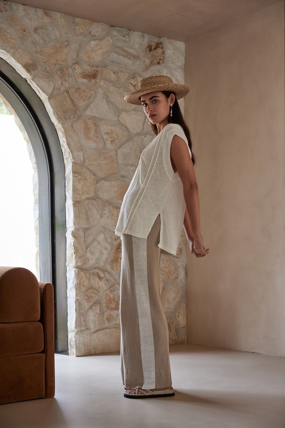 Larri Pant | Taupe & Cream