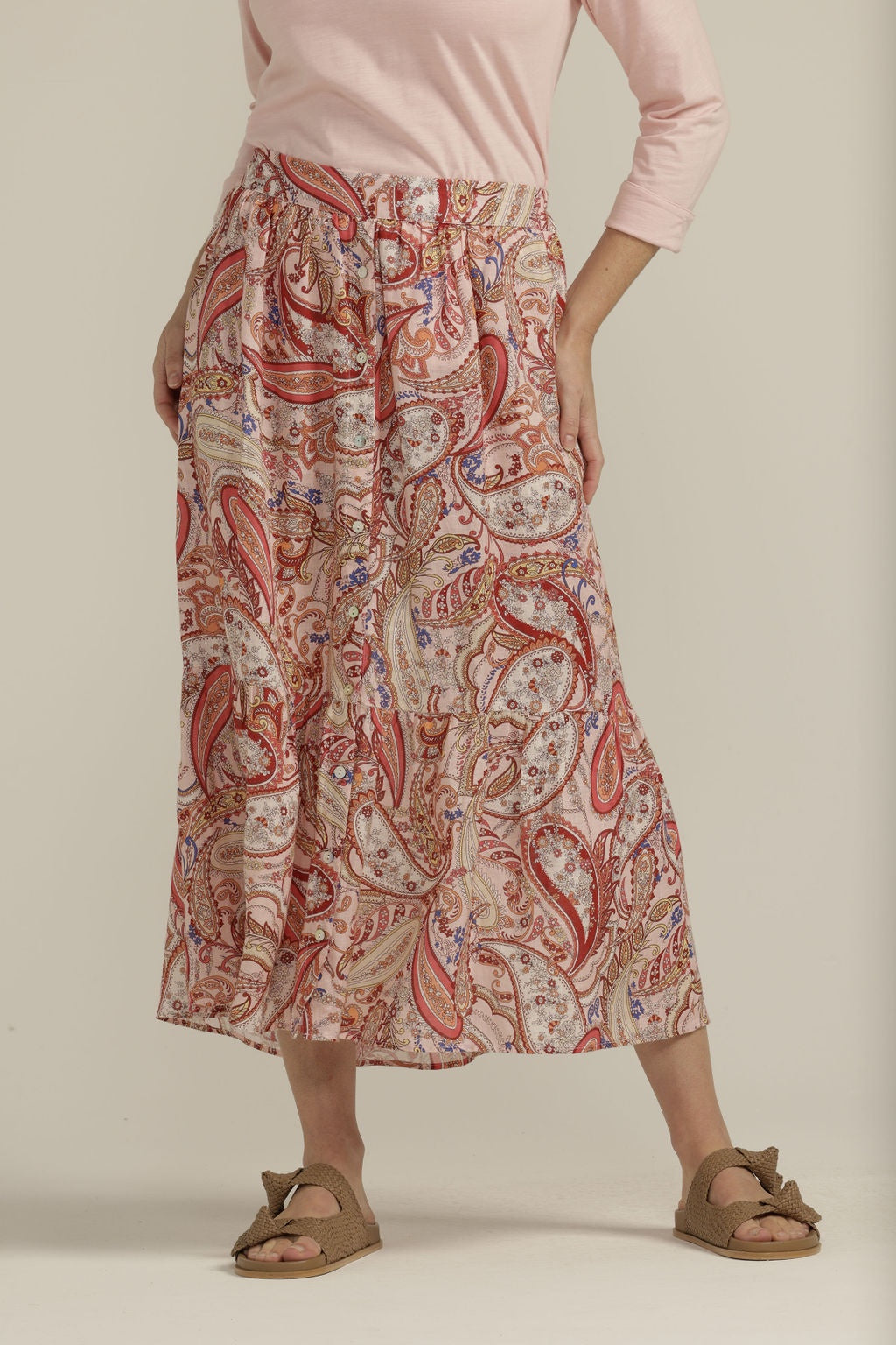 Button Through Skirt | Paisley Print