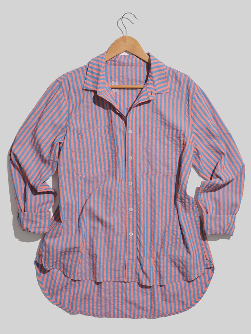 Mercer Beach Stripe Shirt | Coral / Periwinkle