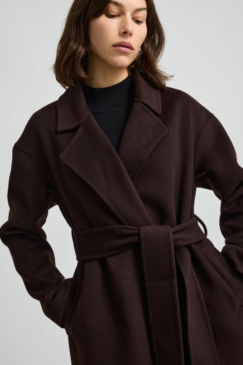 Wrap Wool Coat | Cacao