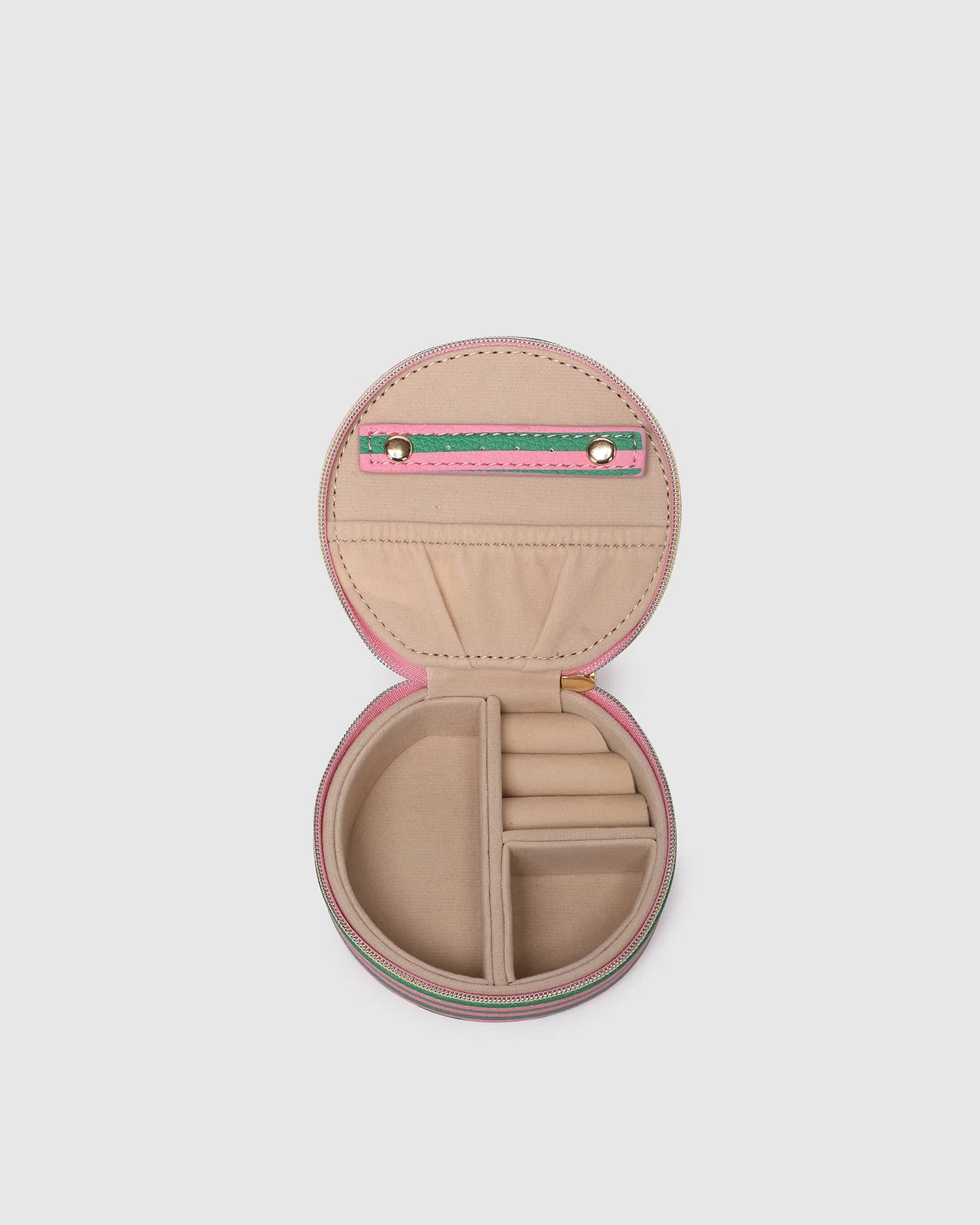 Sisco Stripe Jewellery Box | Green/ Bubblegum Pink