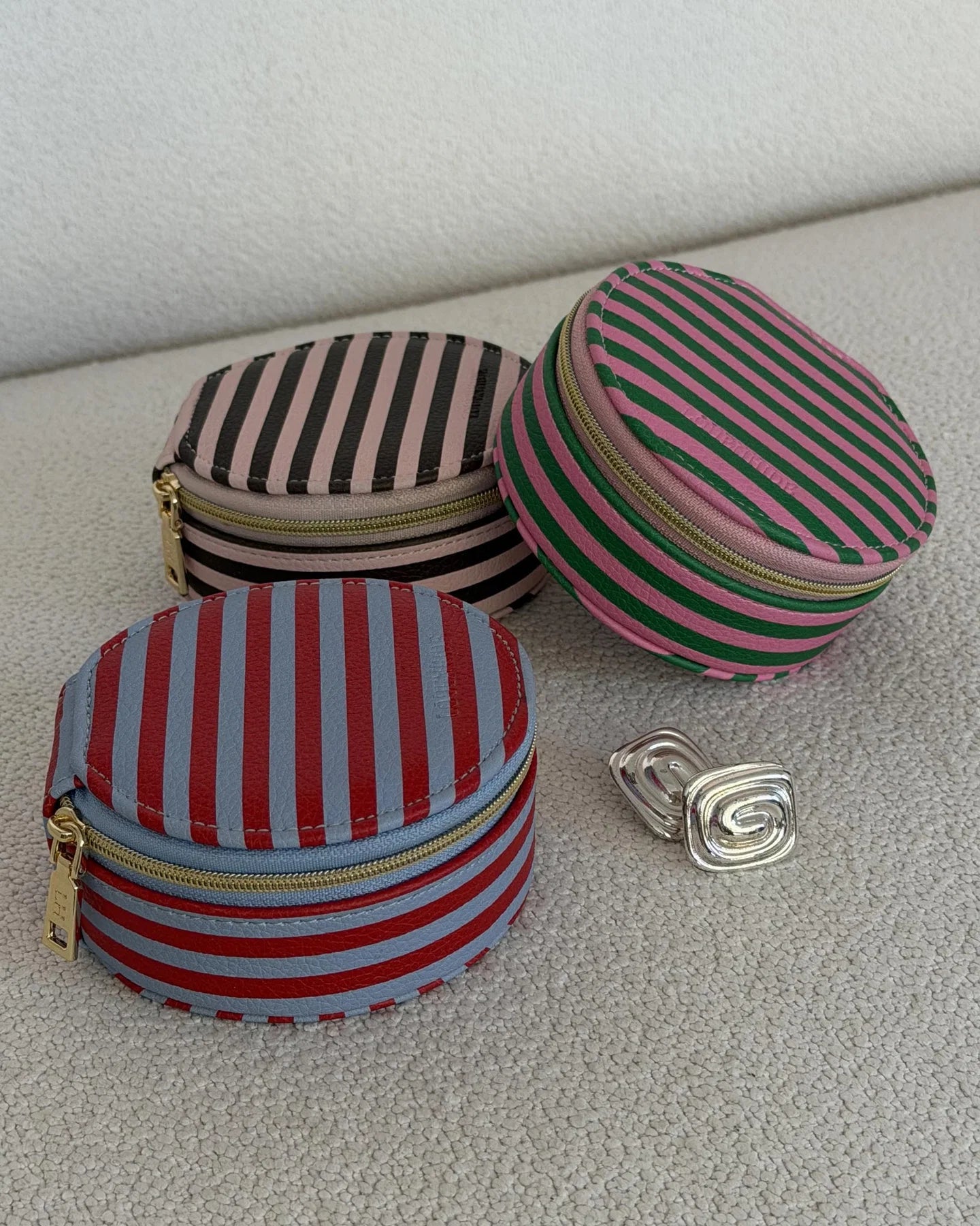 Sisco Stripe Jewellery Box | Red / Sky Blue Stripe