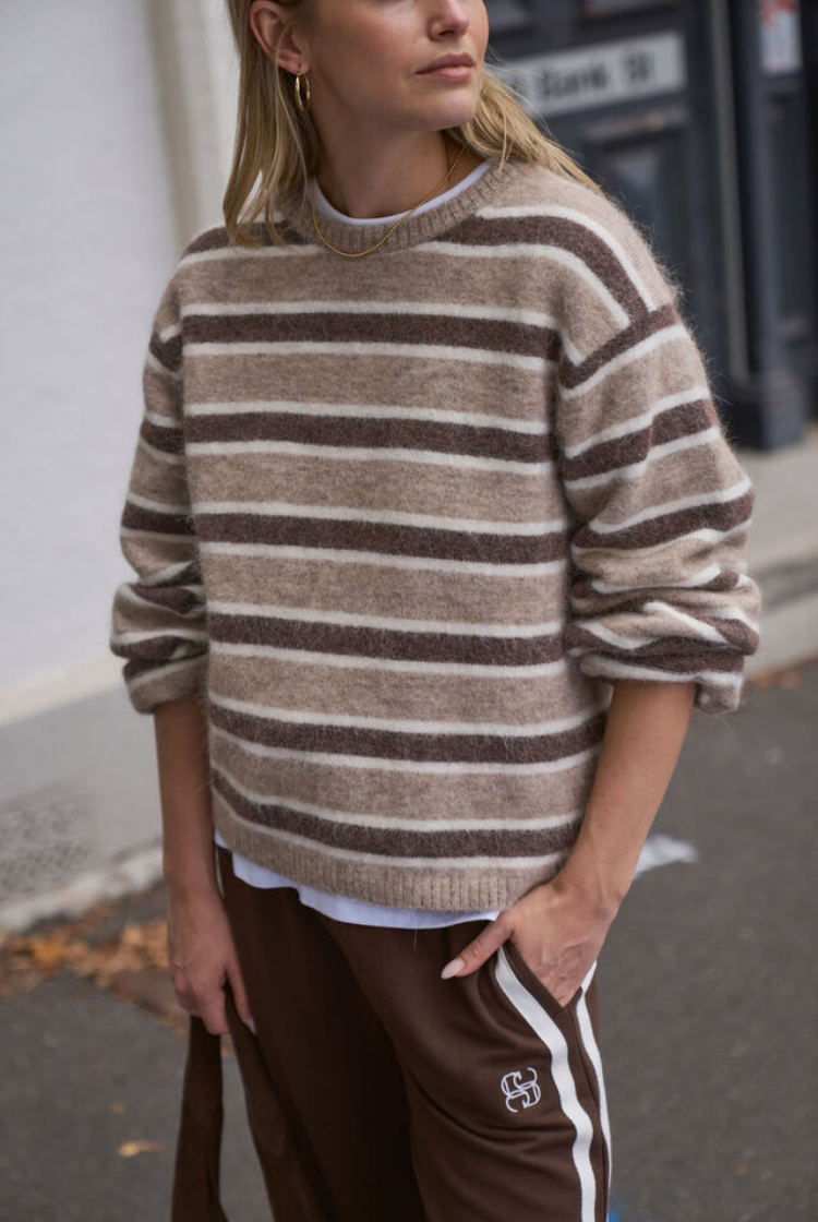 Bonnie Lofty Knit | Oat Marle Stripe