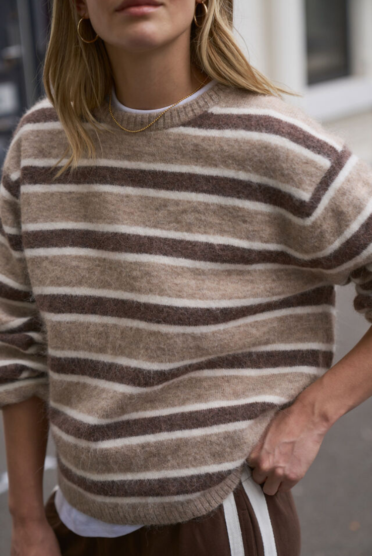 Bonnie Lofty Knit | Oat Marle Stripe
