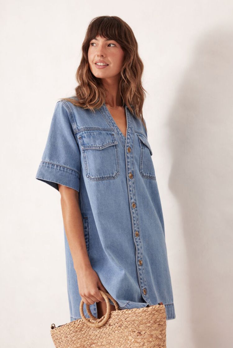 Relaxed Shirt Dress | Mid Vintage Blue