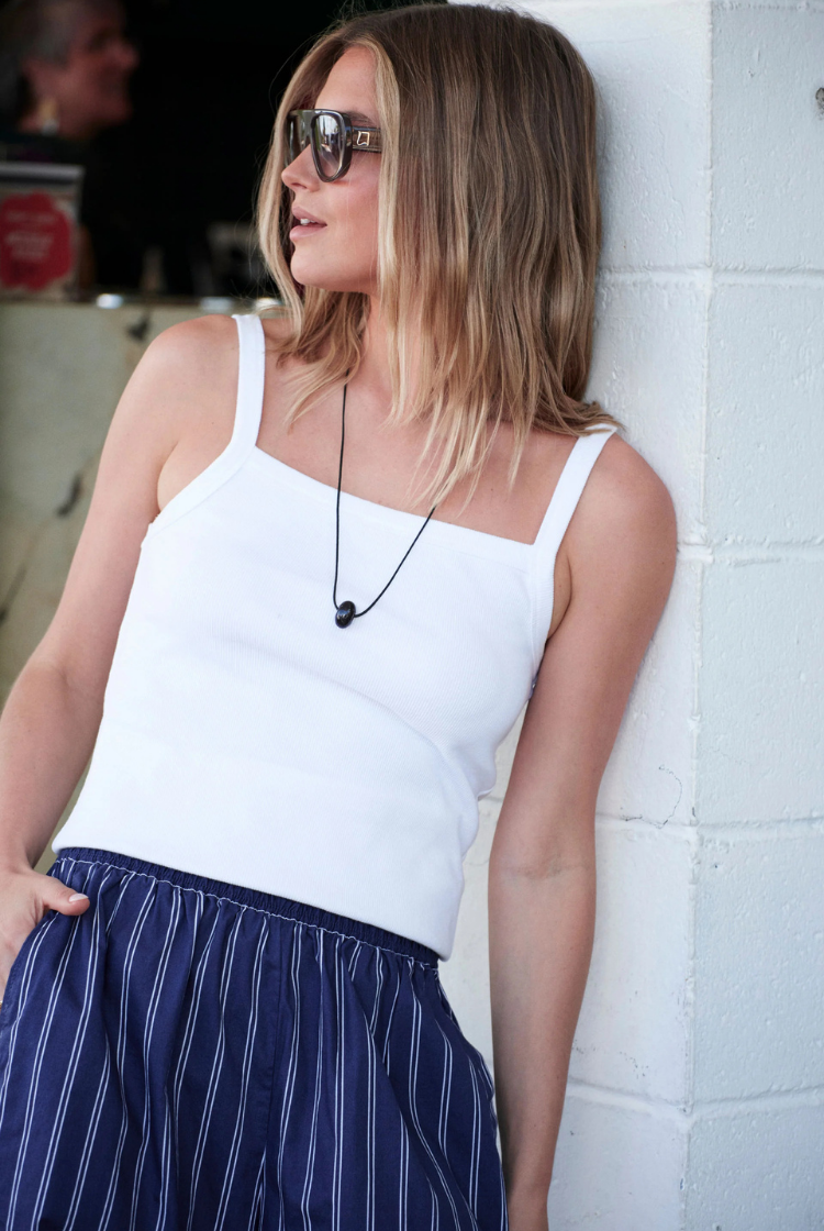 Sophie Rib Singlet | White