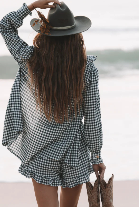 Peta Shirt | Navy/ Oat Check