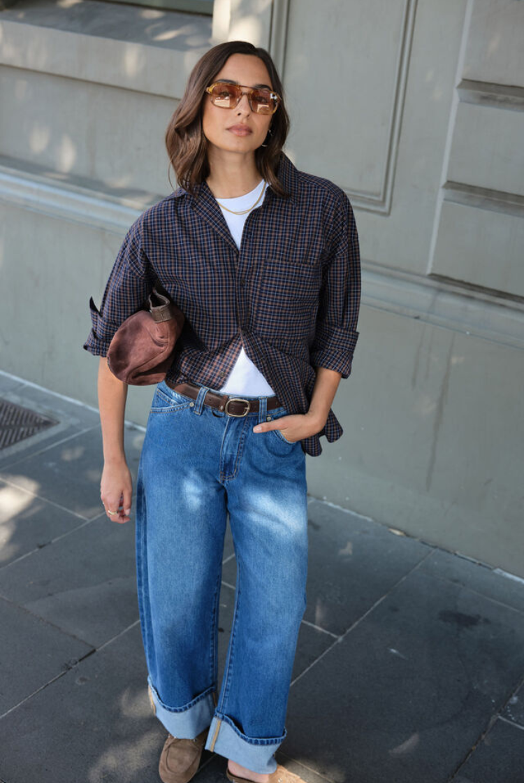 Frannie Cuffed Barrel Jean | Fresh Indigo