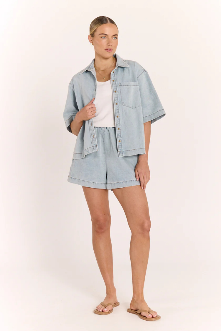Arlo Cropped Shirt | Summer Blue