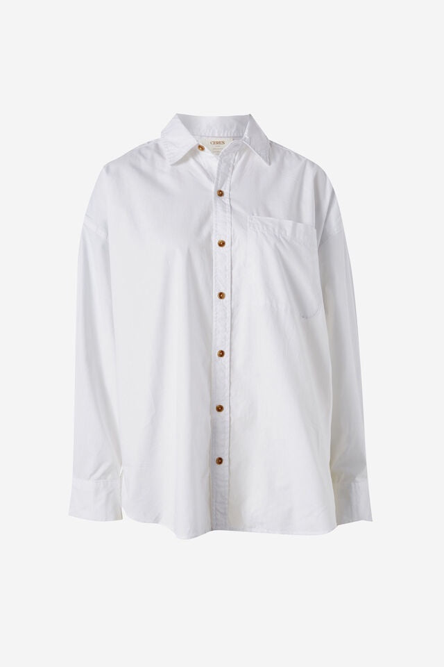 Peta Oversized Shirt | White Organic Cotton