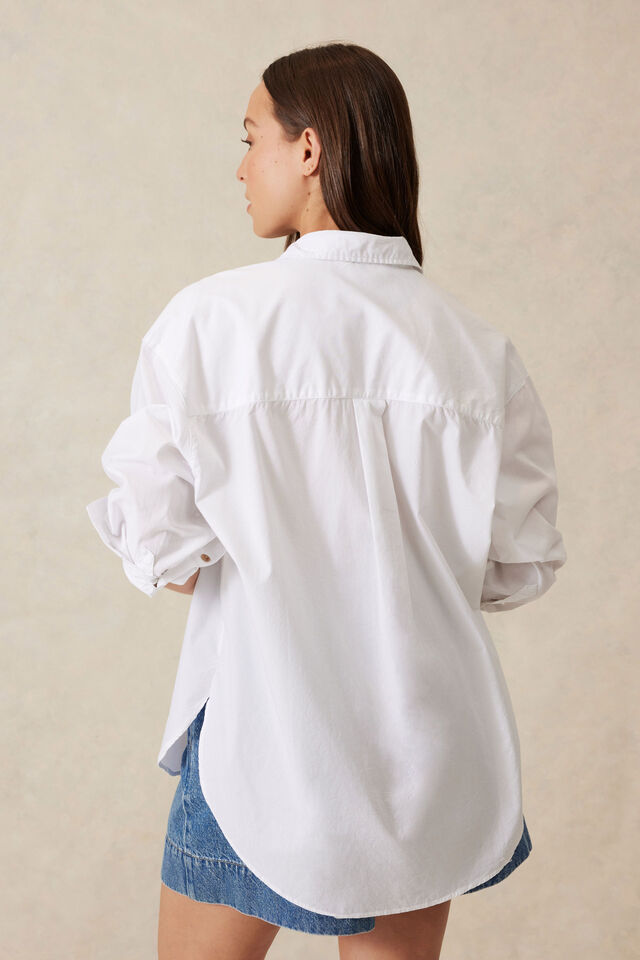 Peta Oversized Shirt | White Organic Cotton