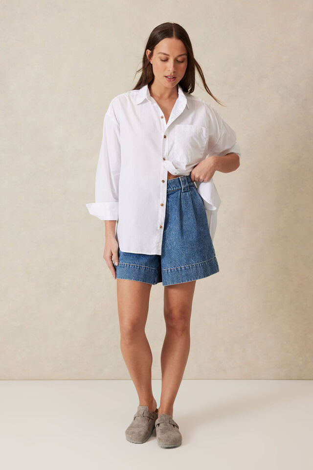 Peta Oversized Shirt | White Organic Cotton