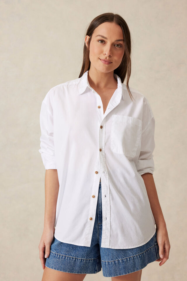 Peta Oversized Shirt | White Organic Cotton