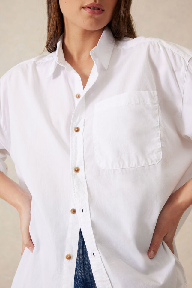 Peta Oversized Shirt | White Organic Cotton