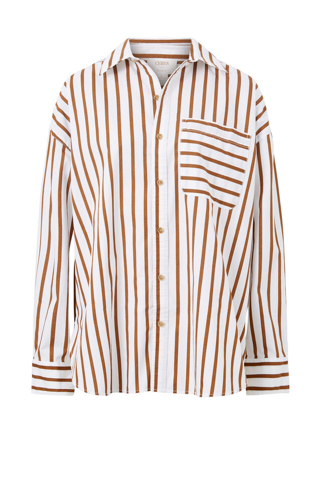 Oversized Poplin Shirt | Biscuit Stripe