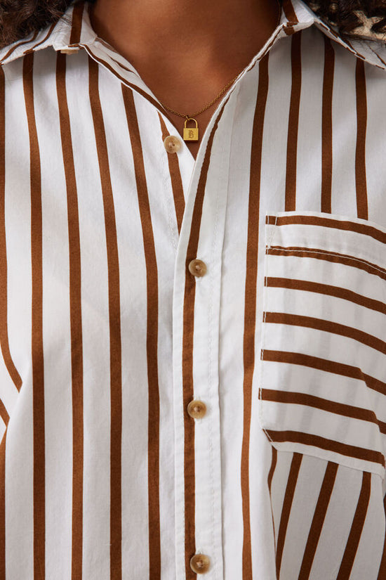 Oversized Poplin Shirt | Biscuit Stripe