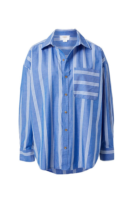 Oversized Poplin Shirt | Classic Blue Stripe