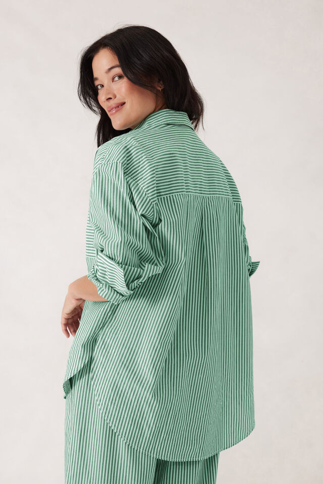 Peta Oversized Shirt | Kelly Green White Stripe
