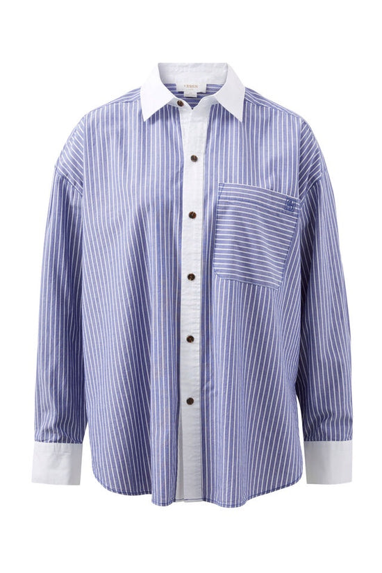 Peta Oversized Shirt | College Blue Stripe White Collar