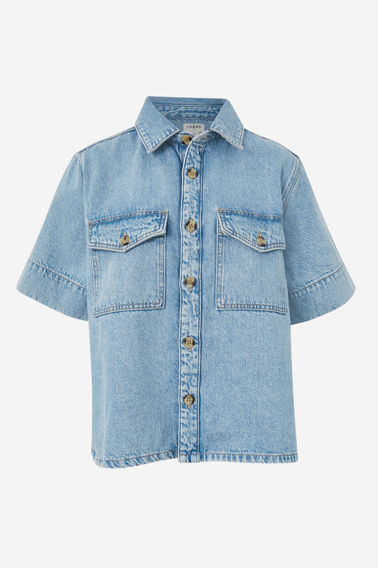 Short Sleeve Boxy Shirt | Blue Denim