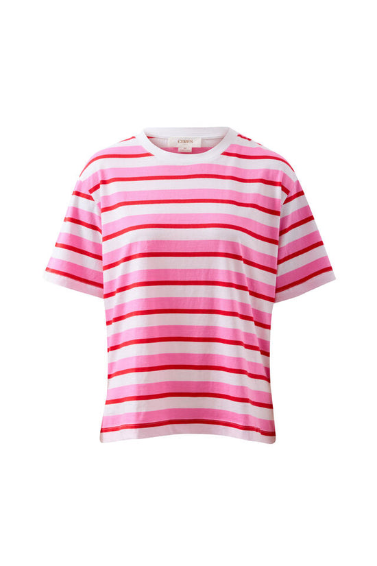 Stevie Slouchy Tee | Hibiscus Heritage Red Stripe