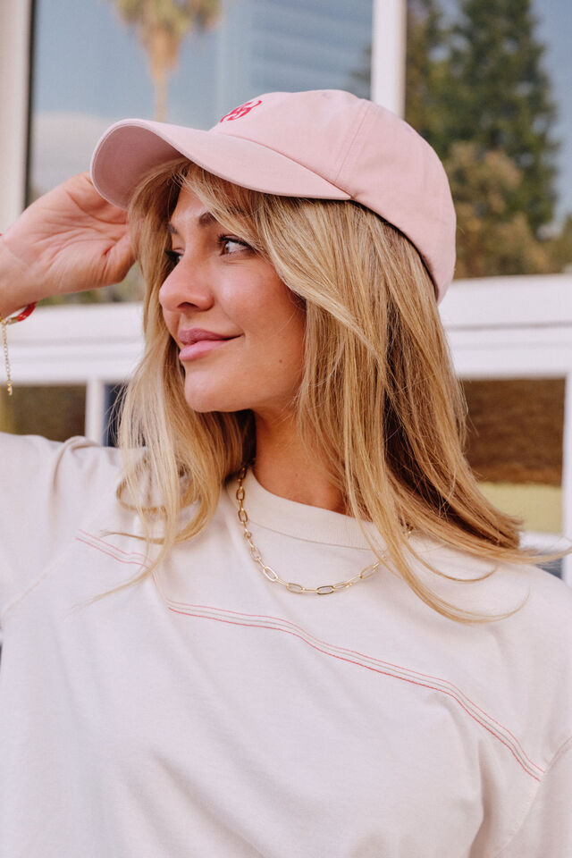 Pip Everyday Cap | Chalk Pink/ Red Monogram Embroidery