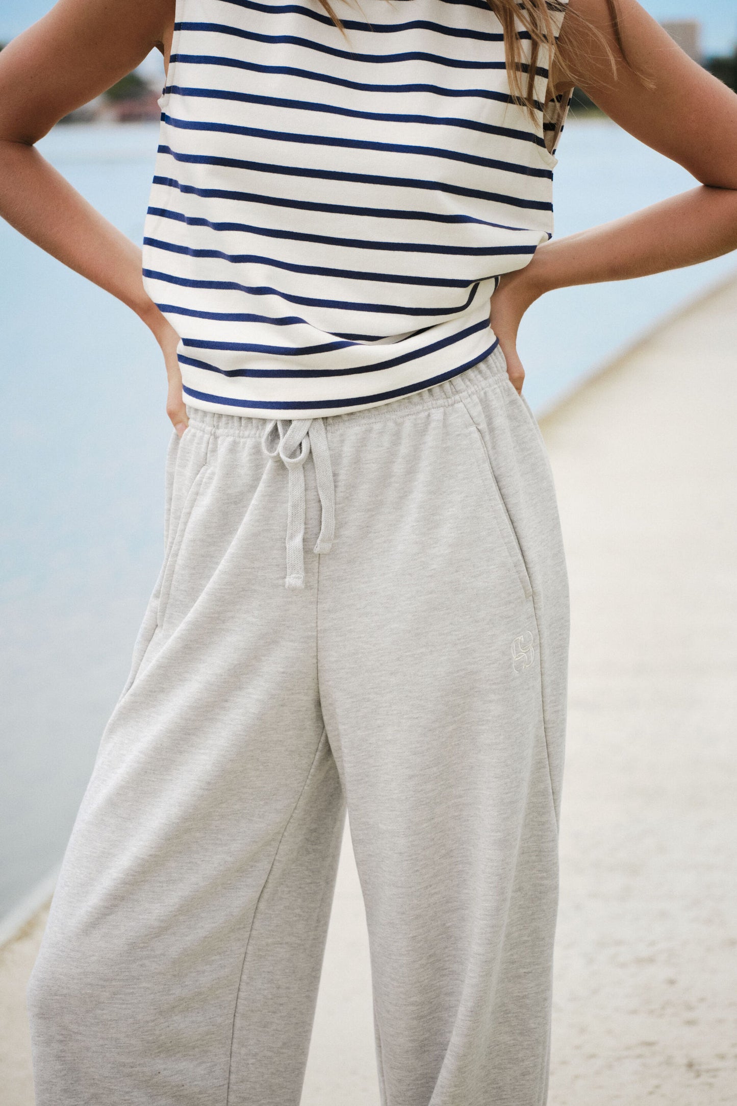 Barrel Leg Trackpant | Grey Marle