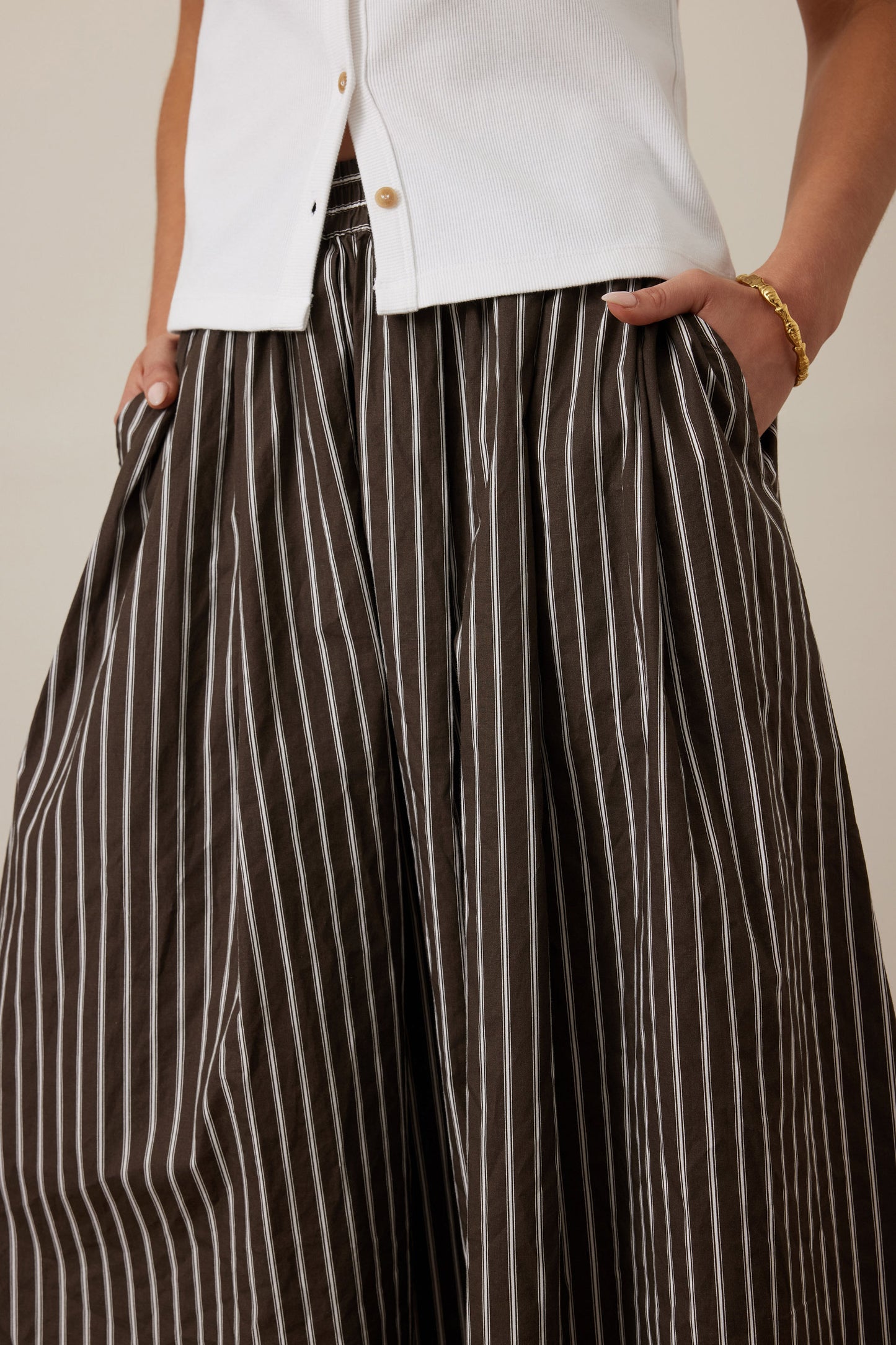 Florence Skirt | Chocolate / White Stripe