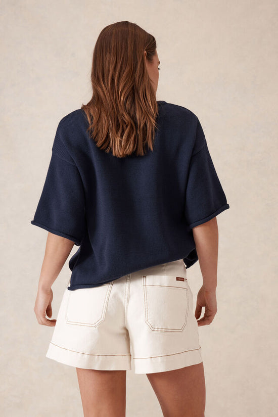 Esther Denim Patch Pocket Short | Eggshell