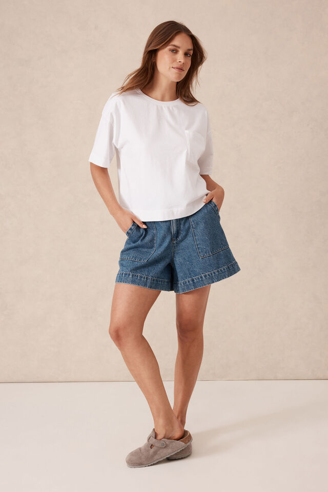 Boxy Pocket Tee | White