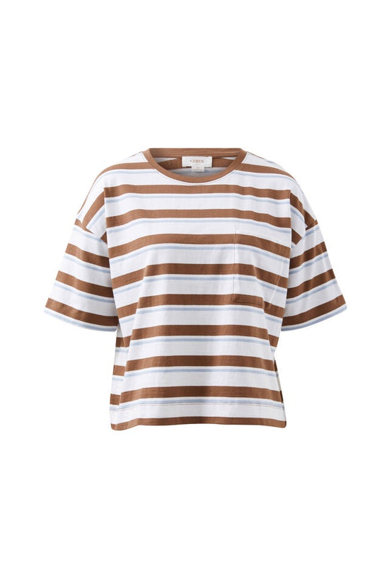 Boa Boxy Pocket Tee | White/ Milk Choc Chalk Stripe
