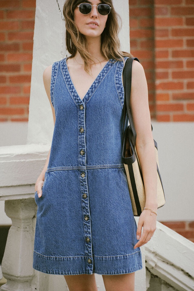 Side Pocket Mini Shift Dress | Fresh Indigo